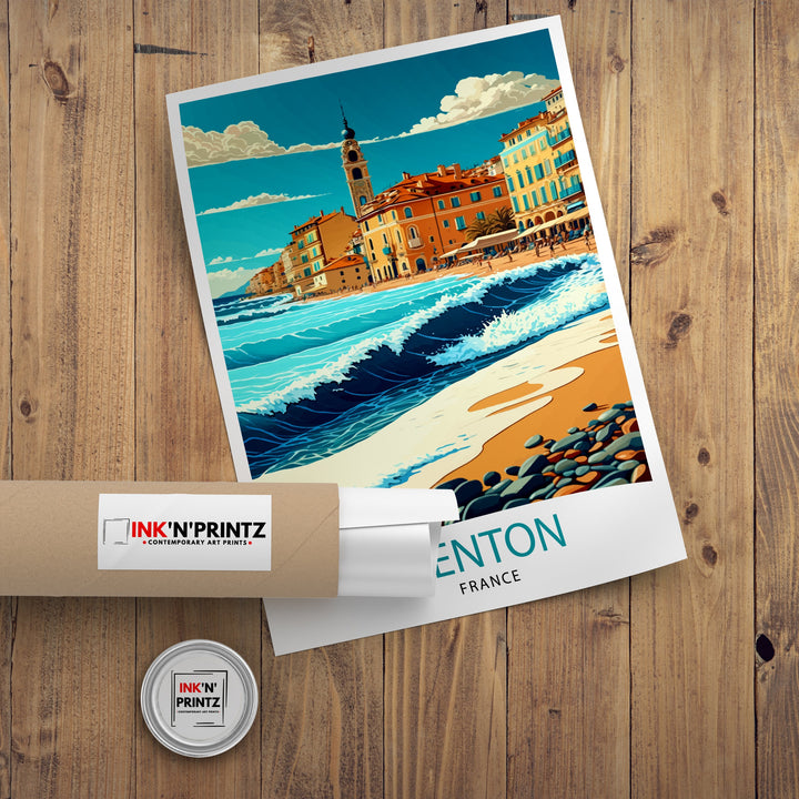 Menton France Travel Print Menton Wall Decor Menton Home Living Decor Menton France Illustration Travel Poster Gift for Menton France