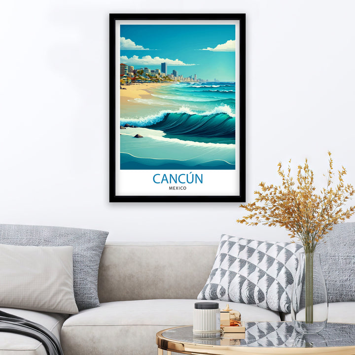 Cancun Mexico Travel Print Cancun Wall Decor Cancun Home Living Decor Cancun Illustration Travel Poster Gift for Cancun Mexico Home Decor