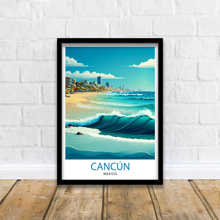 Cancun Mexico Travel Print Cancun Wall Decor Cancun Home Living Decor Cancun Illustration Travel Poster Gift for Cancun Mexico Home Decor