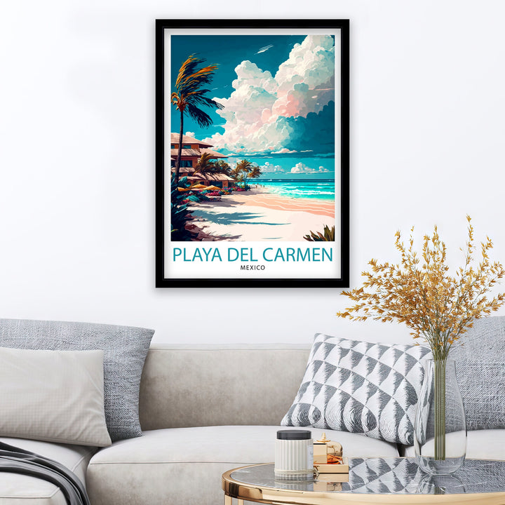 Playa del Carmen Travel Print Playa del Carmen Wall Decor Playa del Carmen Home Living Decor Playa del Carmen Illustration Travel Poster