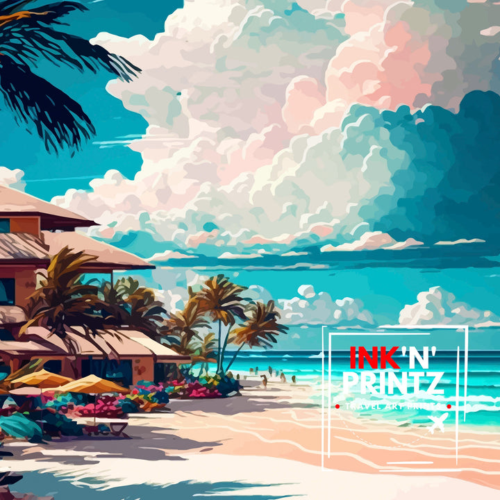 Playa del Carmen Travel Print Playa del Carmen Wall Decor Playa del Carmen Home Living Decor Playa del Carmen Illustration Travel Poster