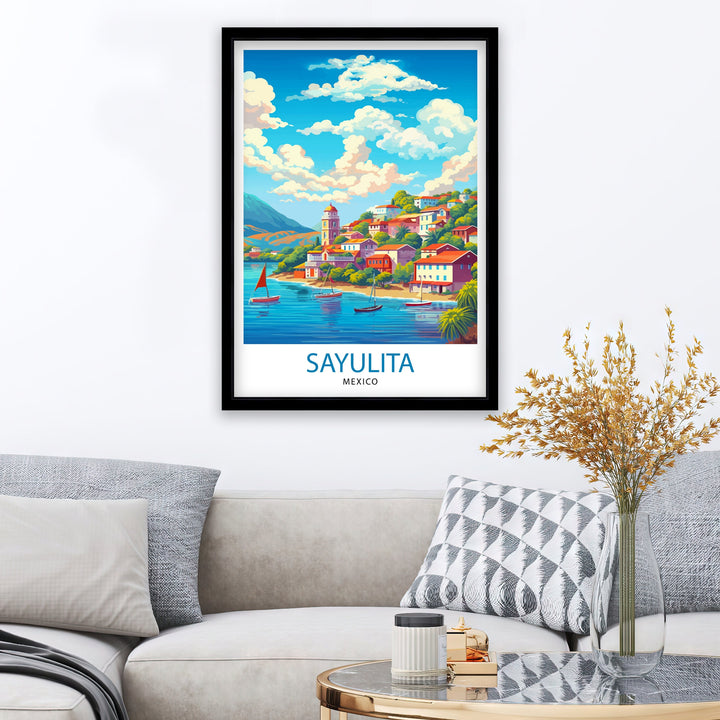 Sayulita Mexico Travel Print Sayulita Wall Decor Sayulita Home Living Decor Sayulita Mexico Illustration Travel Poster Gift for Sayulita