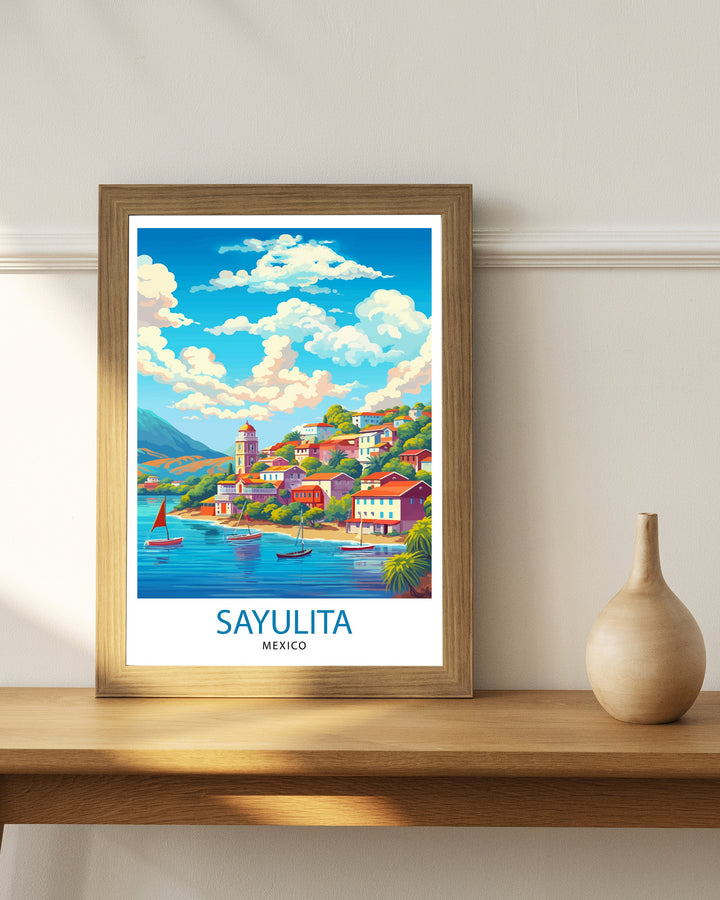 Sayulita Mexico Travel Print Sayulita Wall Decor Sayulita Home Living Decor Sayulita Mexico Illustration Travel Poster Gift for Sayulita