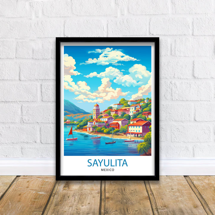 Sayulita Mexico Travel Print Sayulita Wall Decor Sayulita Home Living Decor Sayulita Mexico Illustration Travel Poster Gift for Sayulita