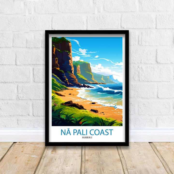 Na Pali Coast Travel Print Na Pali Coast Wall Decor Na Pali Coast Poster Hawaii Travel Prints Na Pali Coast Art Print Na Pali Coast