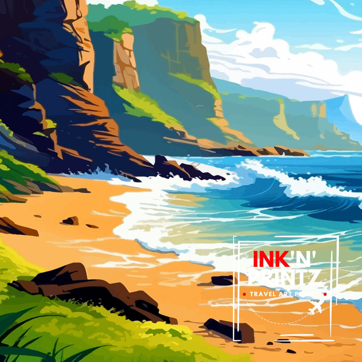 Na Pali Coast Travel Print Na Pali Coast Wall Decor Na Pali Coast Poster Hawaii Travel Prints Na Pali Coast Art Print Na Pali Coast