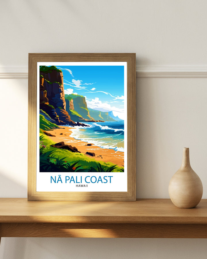 Na Pali Coast Travel Print Na Pali Coast Wall Decor Na Pali Coast Poster Hawaii Travel Prints Na Pali Coast Art Print Na Pali Coast