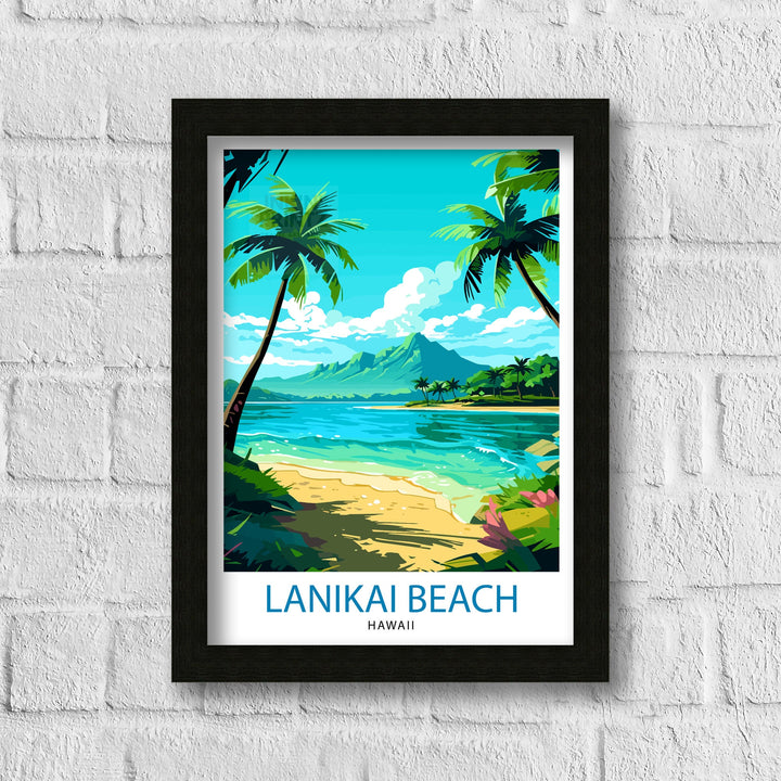 Lanikai Beach Travel Print Lanikai Wall Decor Lanikai Poster Hawaii Travel Prints Lanikai Art Print Lanikai Illustration Lanikai Wall Art