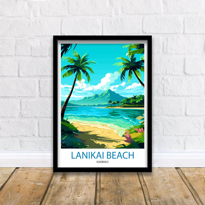 Lanikai Beach Travel Print Lanikai Wall Decor Lanikai Poster Hawaii Travel Prints Lanikai Art Print Lanikai Illustration Lanikai Wall Art