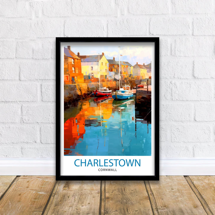 Charlestown Harbour Cornwall Travel Poster Cornwall