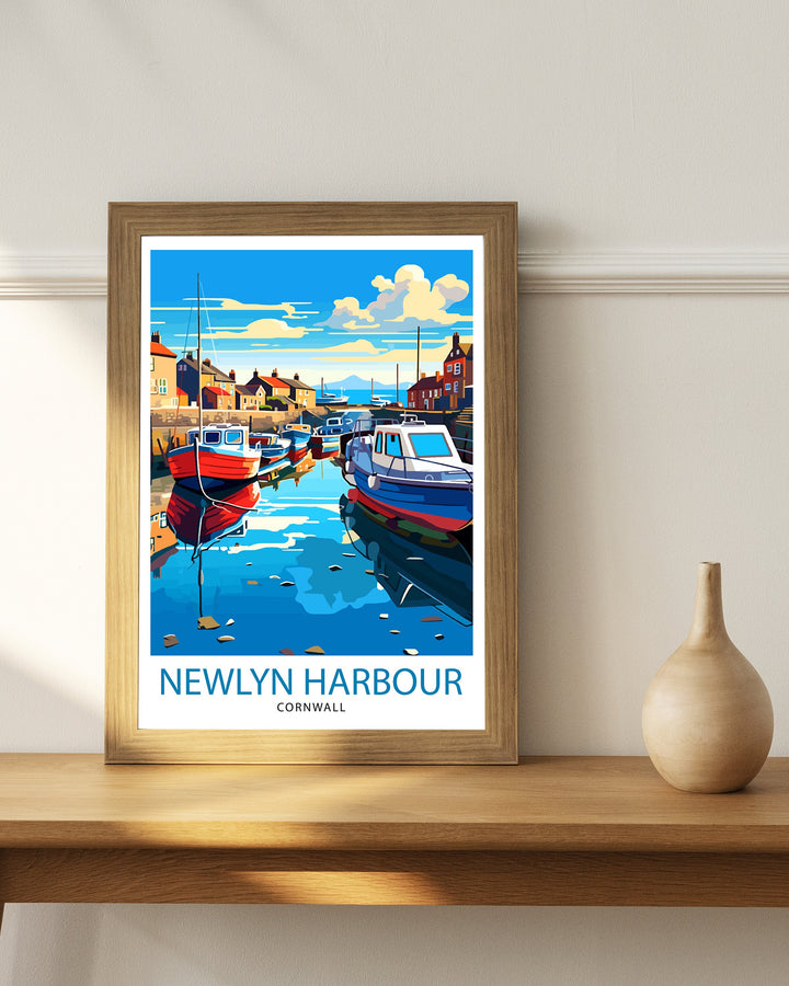 Newlyn Harbour Cornwall Travel Poster Newlyn