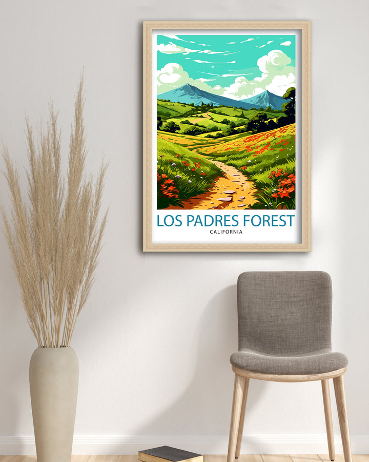 Los Padres National Forest Travel Print| National Forest Wall Decor Forest Home Living Decor Nature Illustration Travel Poster Gift