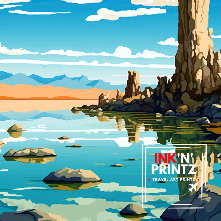 Mono Lake Travel Print| Mono Lake Wall Decor Mono Lake Home Living Decor Mono Lake Illustration Travel Poster Gift for Mono Lake