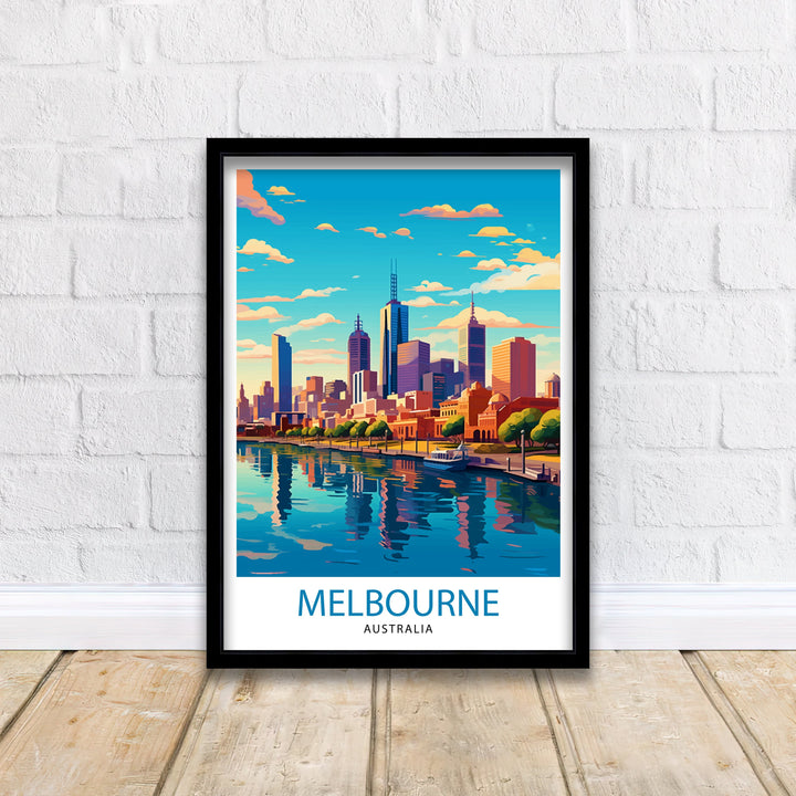 Melbourne Australia Travel Poster Melbourne Cityscape