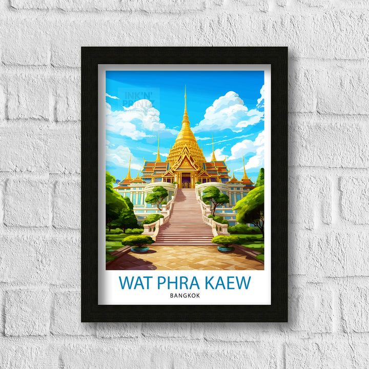 Wat Phra Kaew Thailand Travel Poster Thai Temple