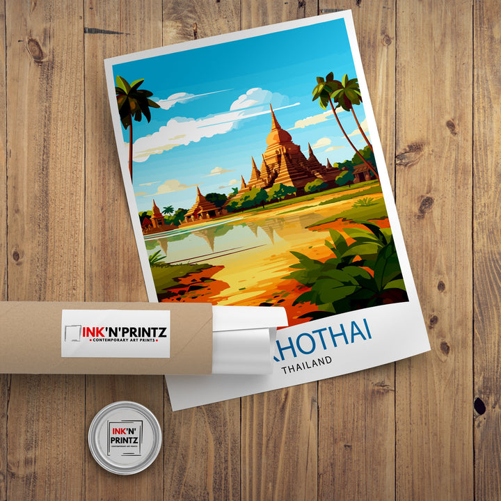 Sukhothai Thailand Travel Poster Sukhothai