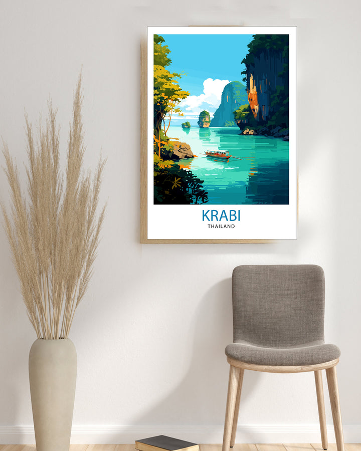 Krabi Thailand Travel Print Krabi Wall Decor Krabi Poster Thailand Travel Prints Krabi Art Print Krabi Illustration Krabi Wall Art Thailand