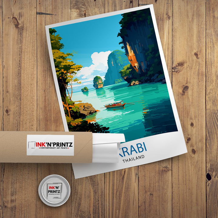 Krabi Thailand Travel Print Krabi Wall Decor Krabi Poster Thailand Travel Prints Krabi Art Print Krabi Illustration Krabi Wall Art Thailand