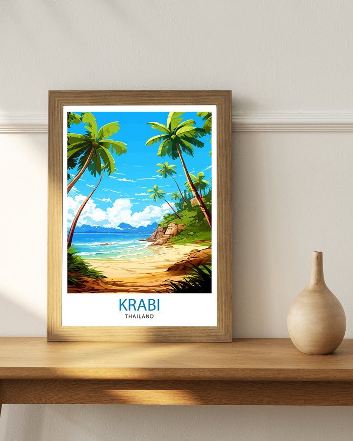 Krabi Thailand Travel Print Krabi Wall Decor Krabi Poster Thailand Travel Prints Krabi Art Print Krabi Illustration Krabi Wall Art Thailand