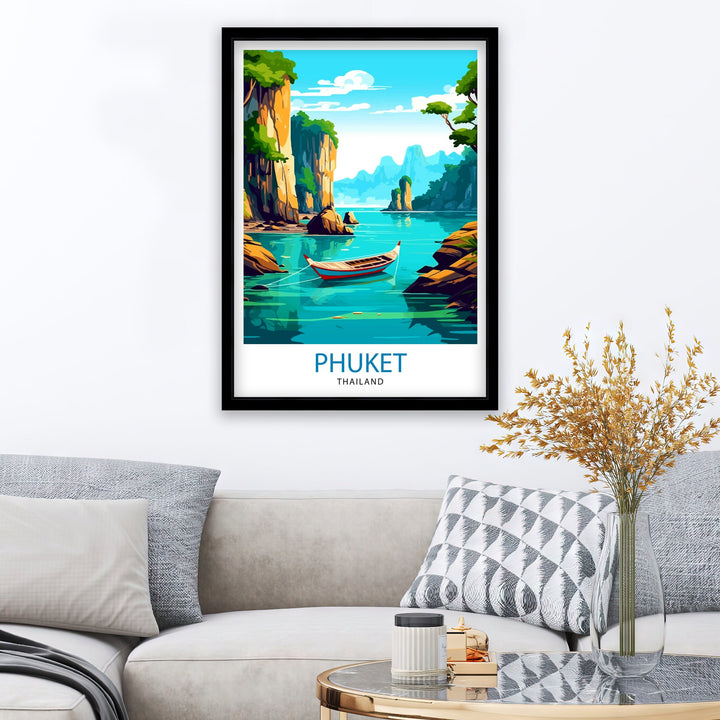 Phuket Thailand Travel Print Tropical Paradise Wall Decor Phuket Island Poster Thailand Travel Prints Beach Art Print Phuket Illustration