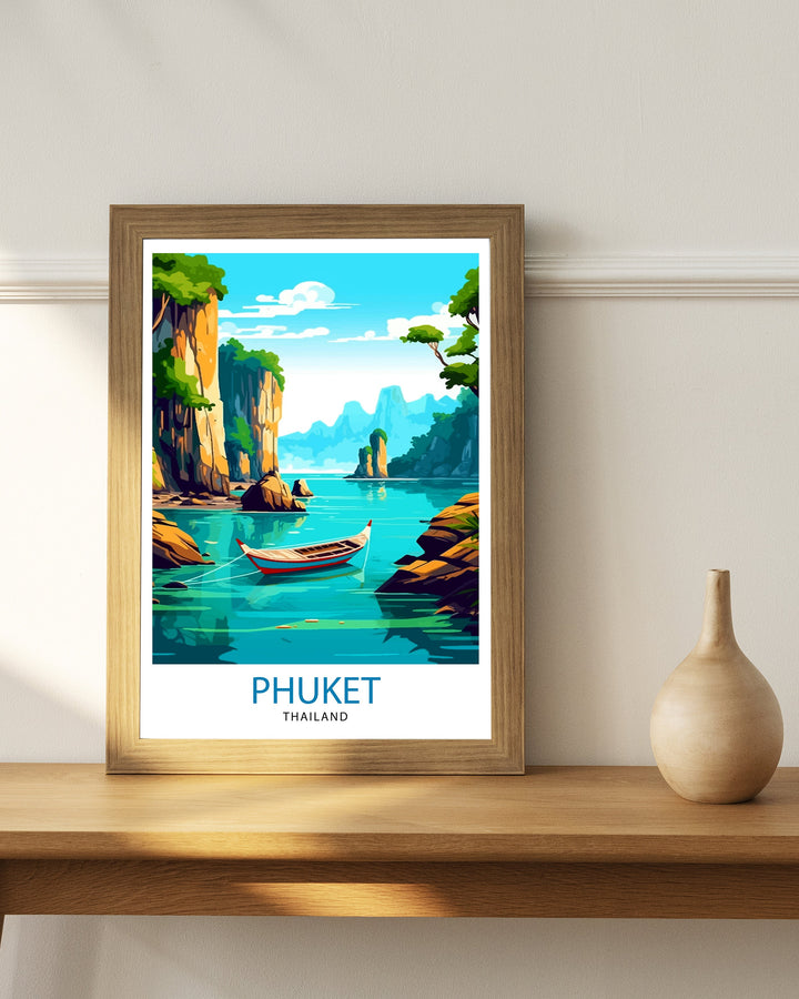 Phuket Thailand Travel Print Tropical Paradise Wall Decor Phuket Island Poster Thailand Travel Prints Beach Art Print Phuket Illustration