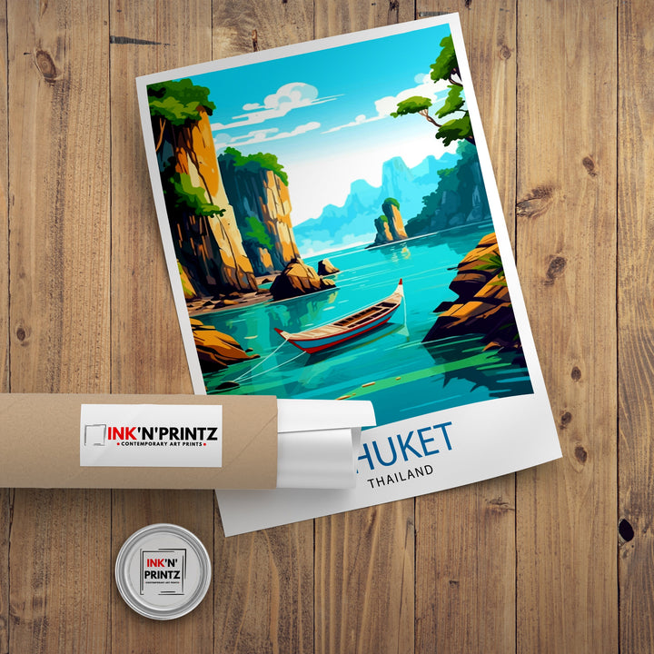 Phuket Thailand Travel Print Tropical Paradise Wall Decor Phuket Island Poster Thailand Travel Prints Beach Art Print Phuket Illustration