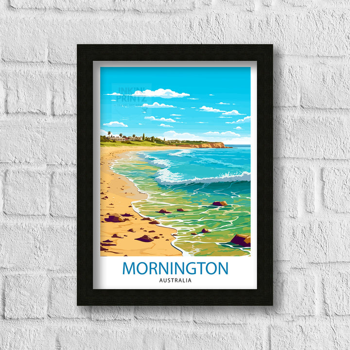 Mornington Beach Australia Travel Print Coastal Wall Decor Mornington Peninsula Poster Australian Beach Prints Beach Art Print Mornington