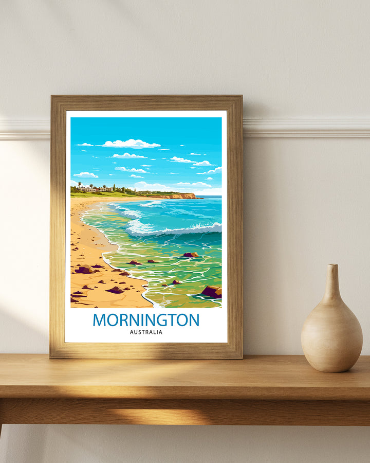 Mornington Beach Australia Travel Print Coastal Wall Decor Mornington Peninsula Poster Australian Beach Prints Beach Art Print Mornington