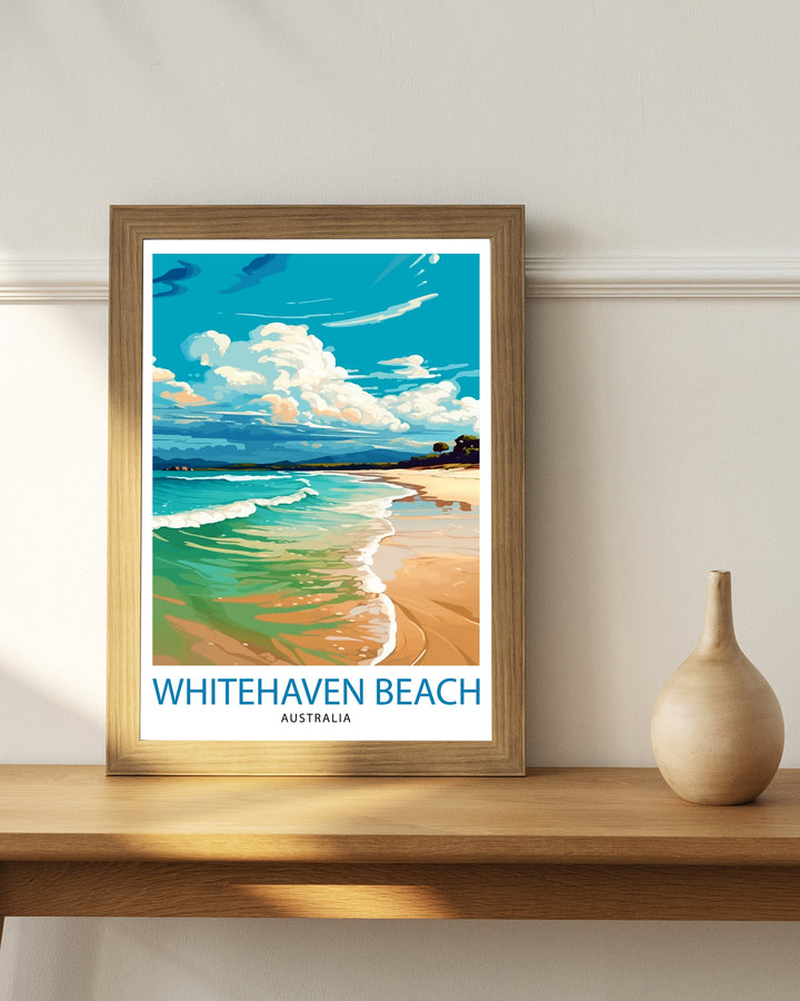 Whitehaven Beach Australia Travel Print Beach Wall Decor Australian Coastal Poster Tropical Travel Prints Beach Art Print Whitehaven Beach