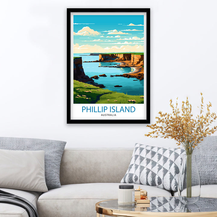 Phillip Island Australia Travel Print Coastal Wall Decor Phillip Island Poster Australian Travel Prints Island Art Print Nature Illustration