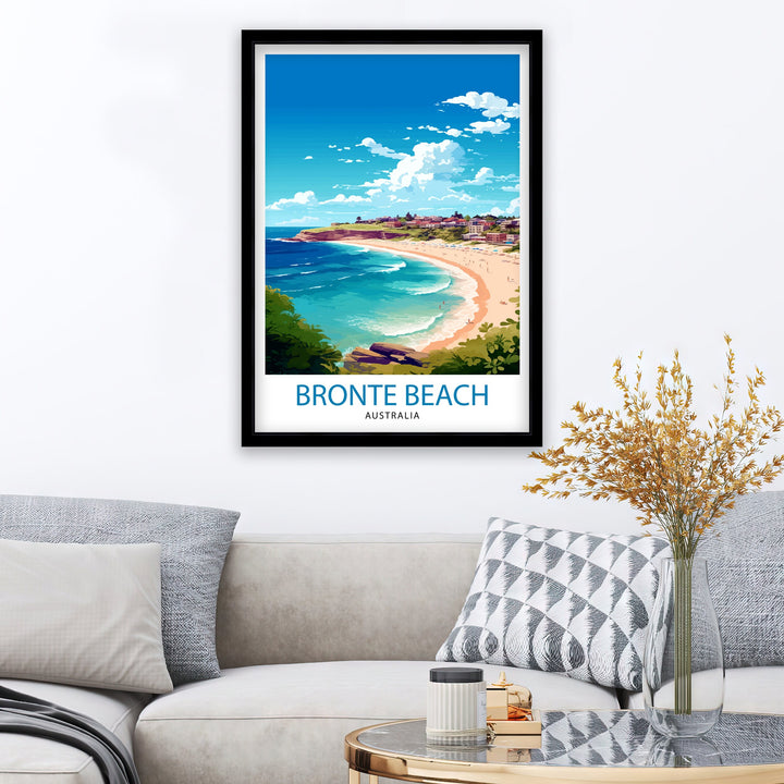 Bronte Beach Australia Travel Print Coastal Wall Decor Bronte Beach Poster Australian Beach Prints Beach Art Print Bronte Beach Illustration