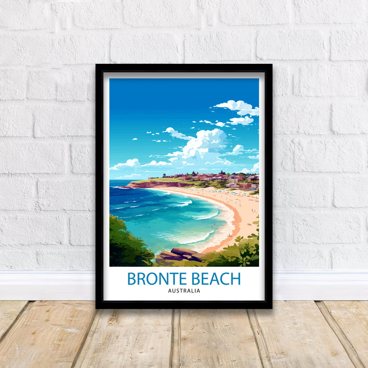 Bronte Beach Australia Travel Print Coastal Wall Decor Bronte Beach Poster Australian Beach Prints Beach Art Print Bronte Beach Illustration