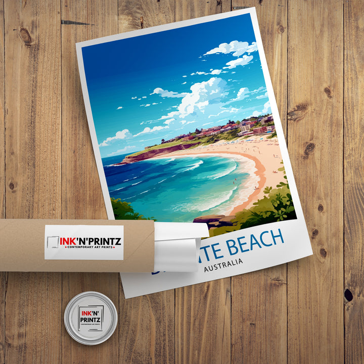 Bronte Beach Australia Travel Print Coastal Wall Decor Bronte Beach Poster Australian Beach Prints Beach Art Print Bronte Beach Illustration