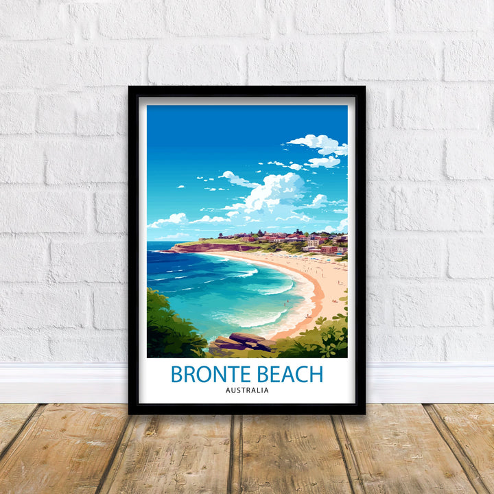 Bronte Beach Australia Travel Print Coastal Wall Decor Bronte Beach Poster Australian Beach Prints Beach Art Print Bronte Beach Illustration