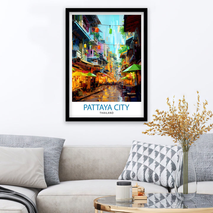 Pattaya City Thailand Travel Print Pattaya Wall Decor Pattaya Poster Thailand Travel Prints Pattaya Art Print Pattaya Illustration