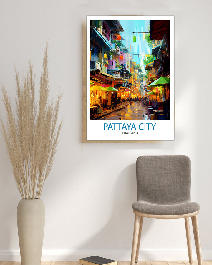 Pattaya City Thailand Travel Print Pattaya Wall Decor Pattaya Poster Thailand Travel Prints Pattaya Art Print Pattaya Illustration