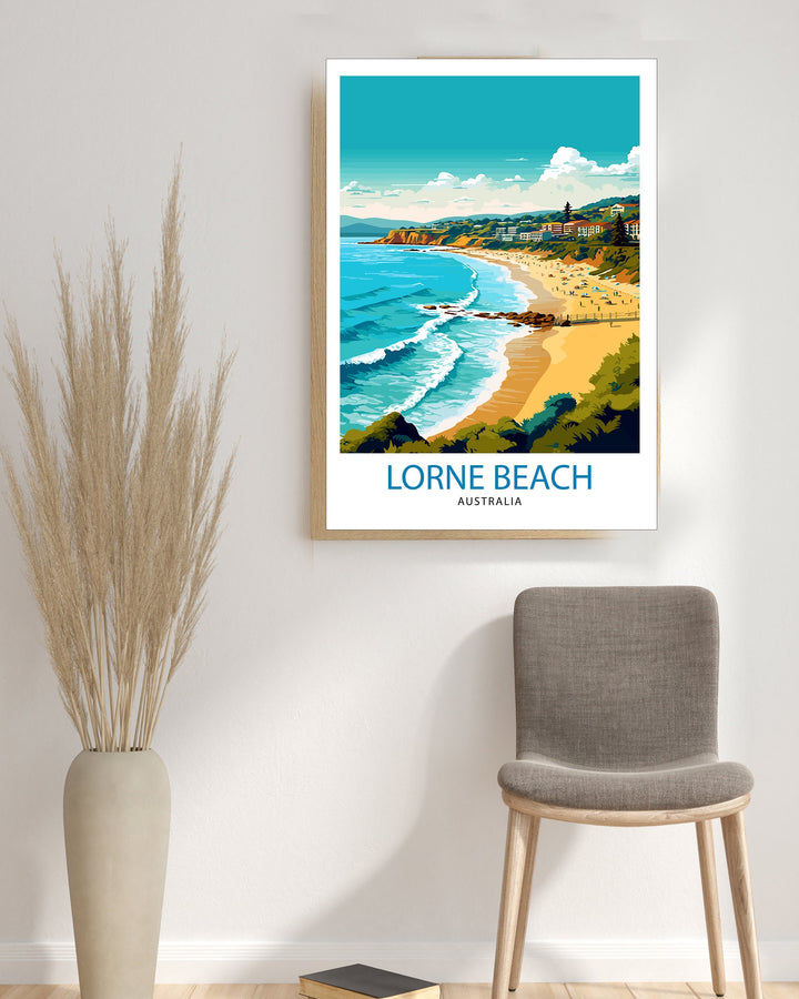 Lorne Beach Australia Travel Print Coastal Wall Decor Lorne Beach Poster Australian Beach Prints Lorne Art Print Beach
