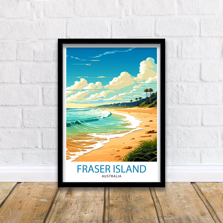 Fraser Island Australia Travel Poster Beach Paradise