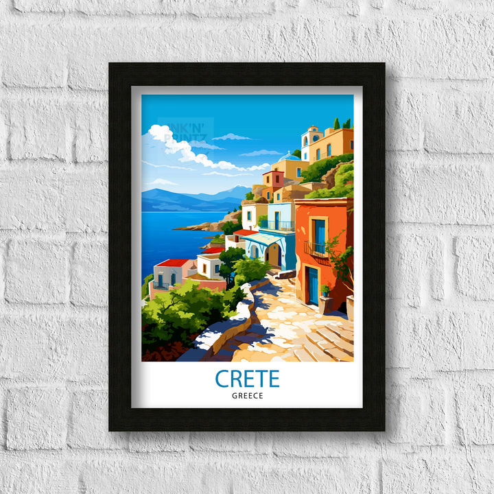 Crete Greece Travel Print Crete Wall Decor Crete Poster Greece Travel Prints Crete Art Print Crete Illustration Crete Wall Art Greece Print