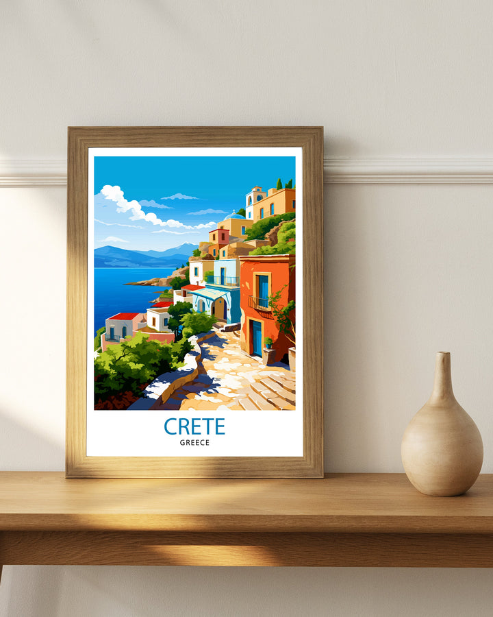 Crete Greece Travel Print Crete Wall Decor Crete Poster Greece Travel Prints Crete Art Print Crete Illustration Crete Wall Art Greece Print