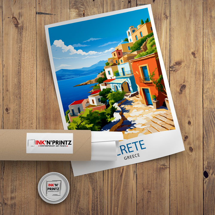 Crete Greece Travel Print Crete Wall Decor Crete Poster Greece Travel Prints Crete Art Print Crete Illustration Crete Wall Art Greece Print