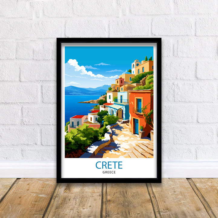 Crete Greece Travel Print Crete Wall Decor Crete Poster Greece Travel Prints Crete Art Print Crete Illustration Crete Wall Art Greece Print