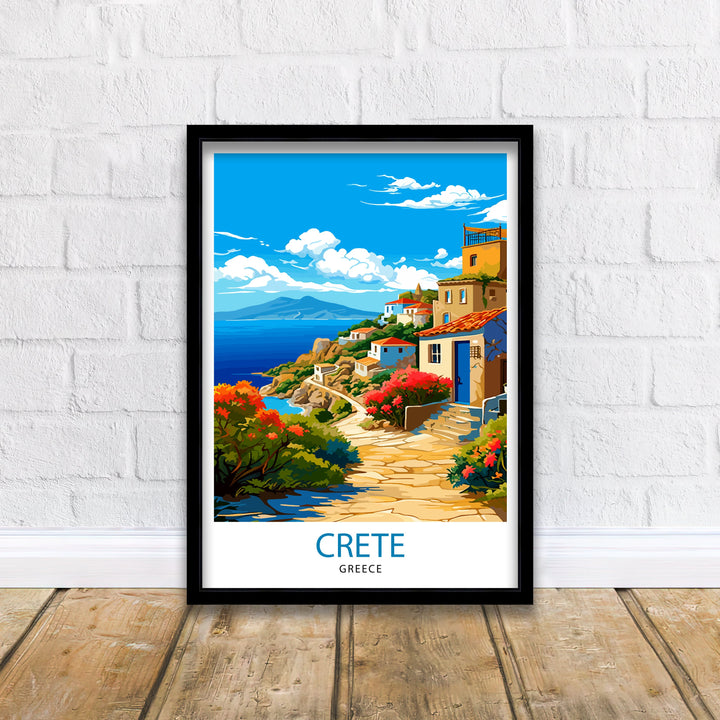 Crete Greece Travel Print Crete Wall Decor Crete Poster Greece Travel Prints Crete Art Print Crete Illustration Crete Wall Art Greece Print