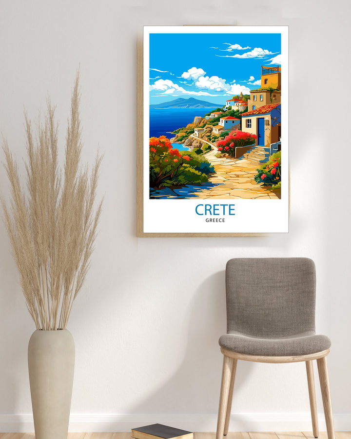 Crete Greece Travel Print Crete Wall Decor Crete Poster Greece Travel Prints Crete Art Print Crete Illustration Crete Wall Art Greece Print