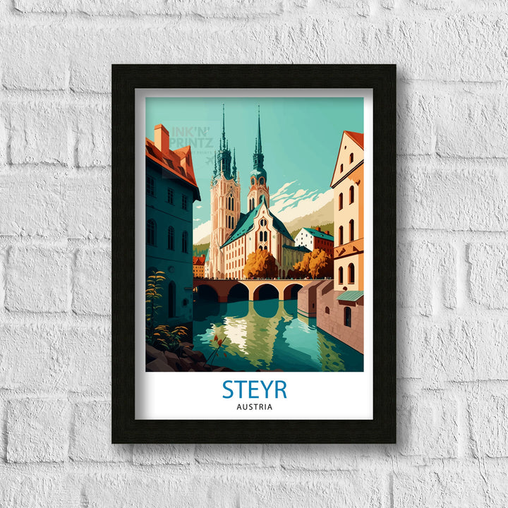 Steyr Austria Travel Print Steyr Wall Decor Steyr Poster Austrian Travel Prints Steyr Art Print Steyr Illustration Steyr Wall