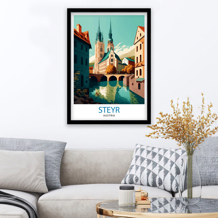 Steyr Austria Travel Print Steyr Wall Decor Steyr Poster Austrian Travel Prints Steyr Art Print Steyr Illustration Steyr Wall