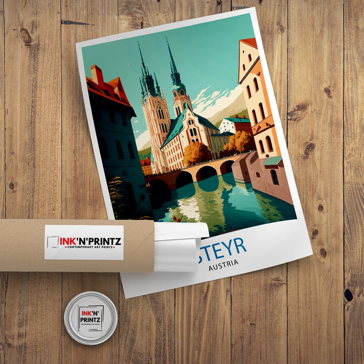 Steyr Austria Travel Print Steyr Wall Decor Steyr Poster Austrian Travel Prints Steyr Art Print Steyr Illustration Steyr Wall