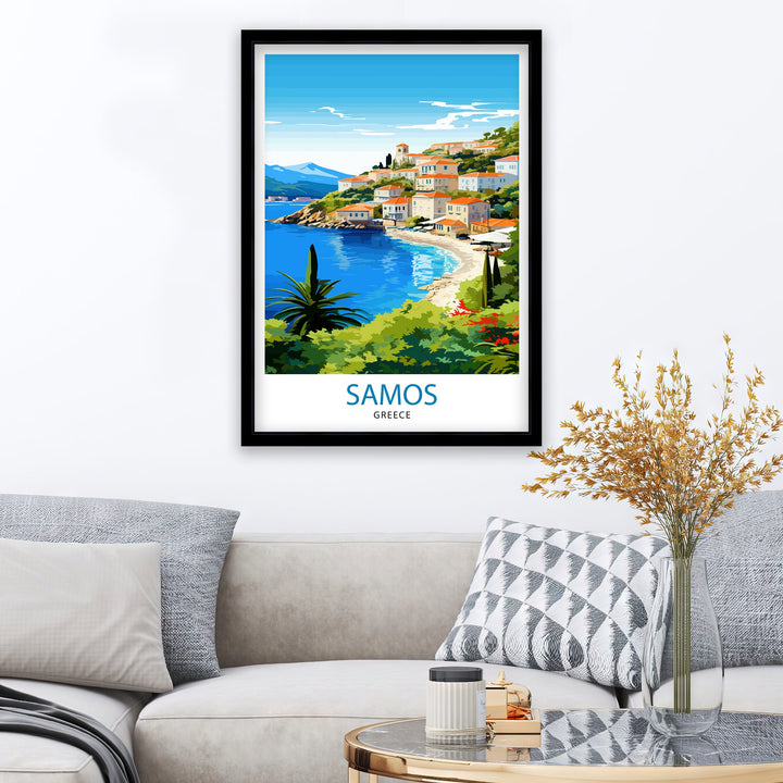 Samos Greece Travel Print Greek Island Wall Decor Samos Island Poster Greece Travel Prints Samos Art Print Samos Illustration Samos