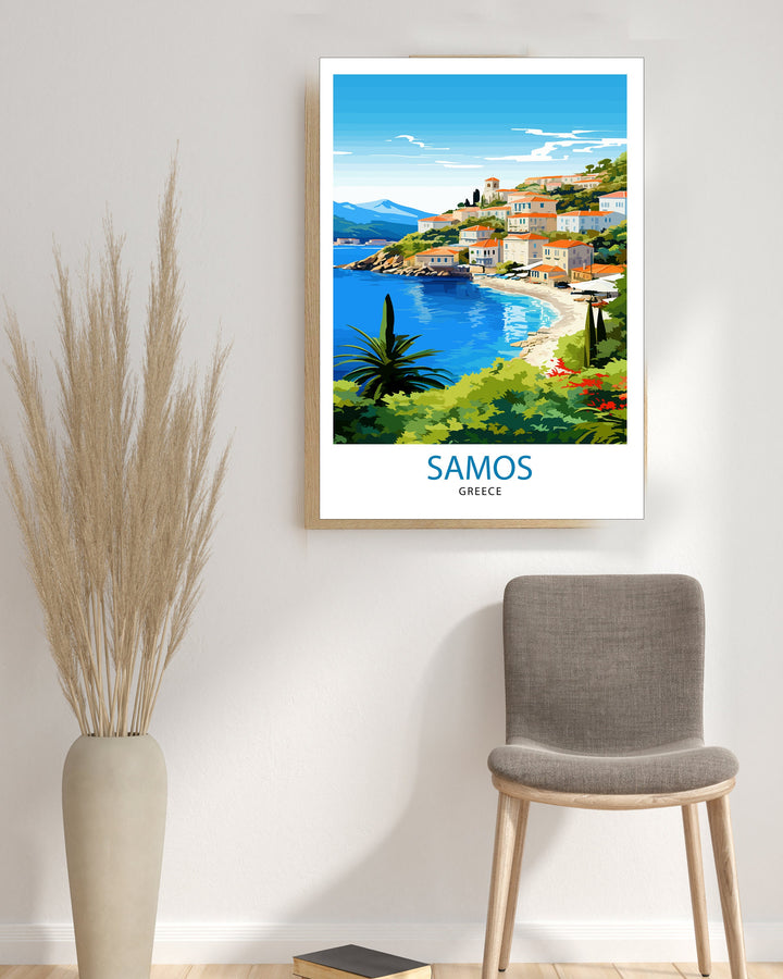Samos Greece Travel Print Greek Island Wall Decor Samos Island Poster Greece Travel Prints Samos Art Print Samos Illustration Samos