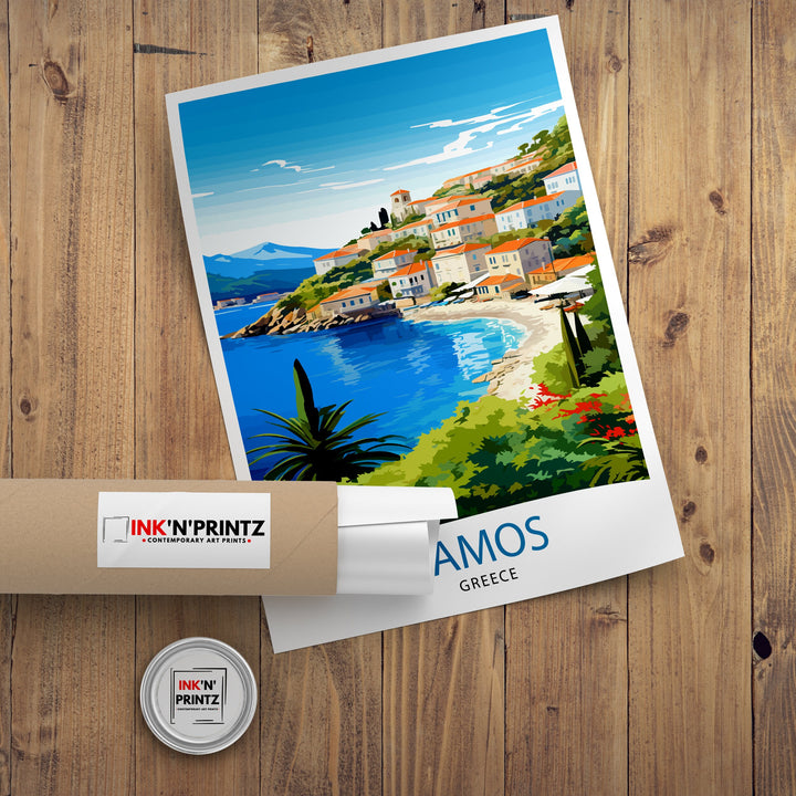 Samos Greece Travel Print Greek Island Wall Decor Samos Island Poster Greece Travel Prints Samos Art Print Samos Illustration Samos